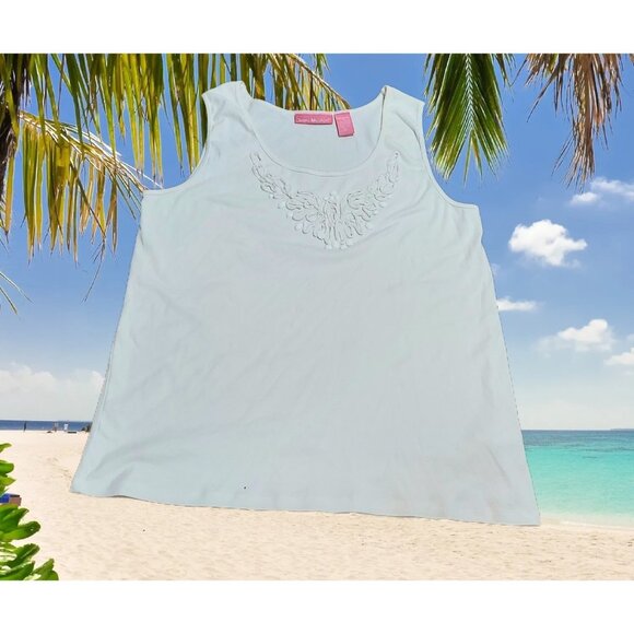 Woman Within Tops - Sleeveless Summer Tank Woman Within Casual Dressy Top 1X Cotton 100%